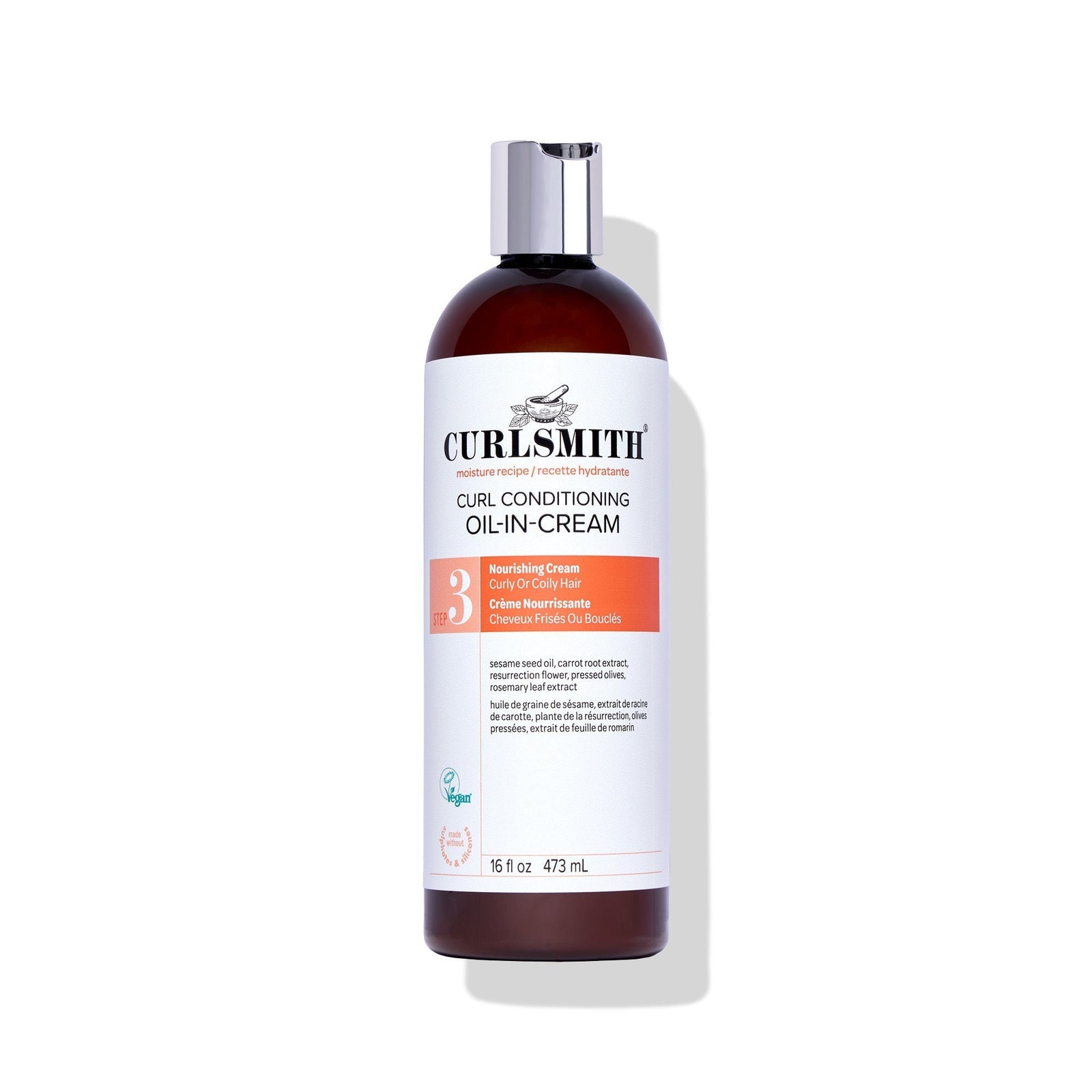 Bottle of Curlsmith curl conditioning oil-in-cream on a white background