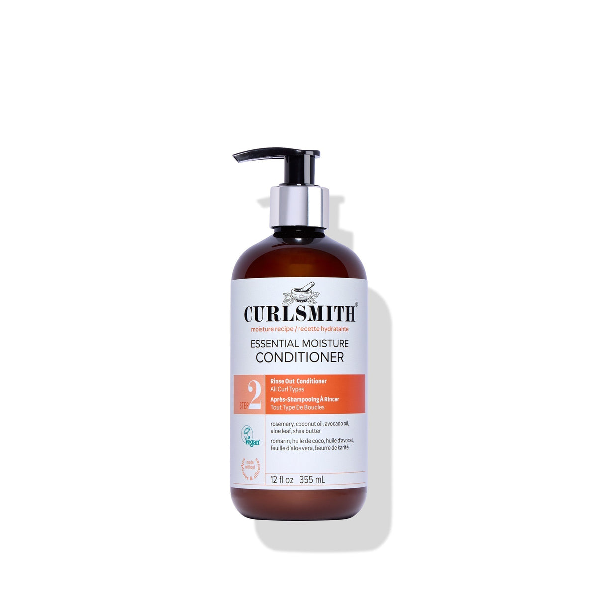 Curly hair conditioner bottle with pump on a white background