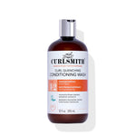 Curly hair conditioning wash bottle with Curlsmith branding on a white background